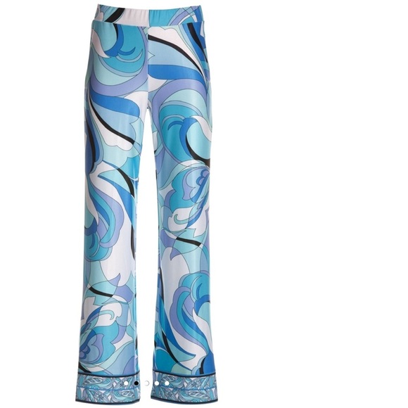 Boston Proper Pants - Boston Proper Ocean Abstract Border Print Palazzo Pant